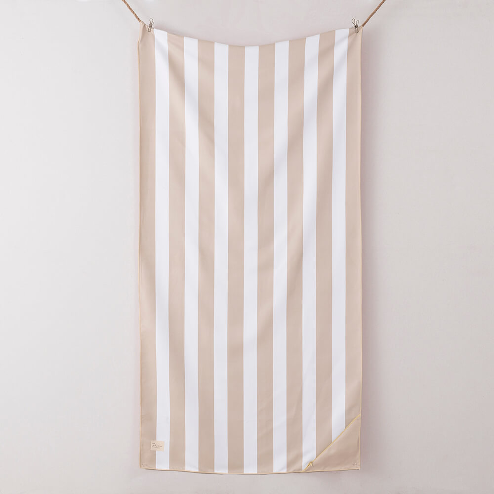 Toalla Playa Microfibra Rayas Beige