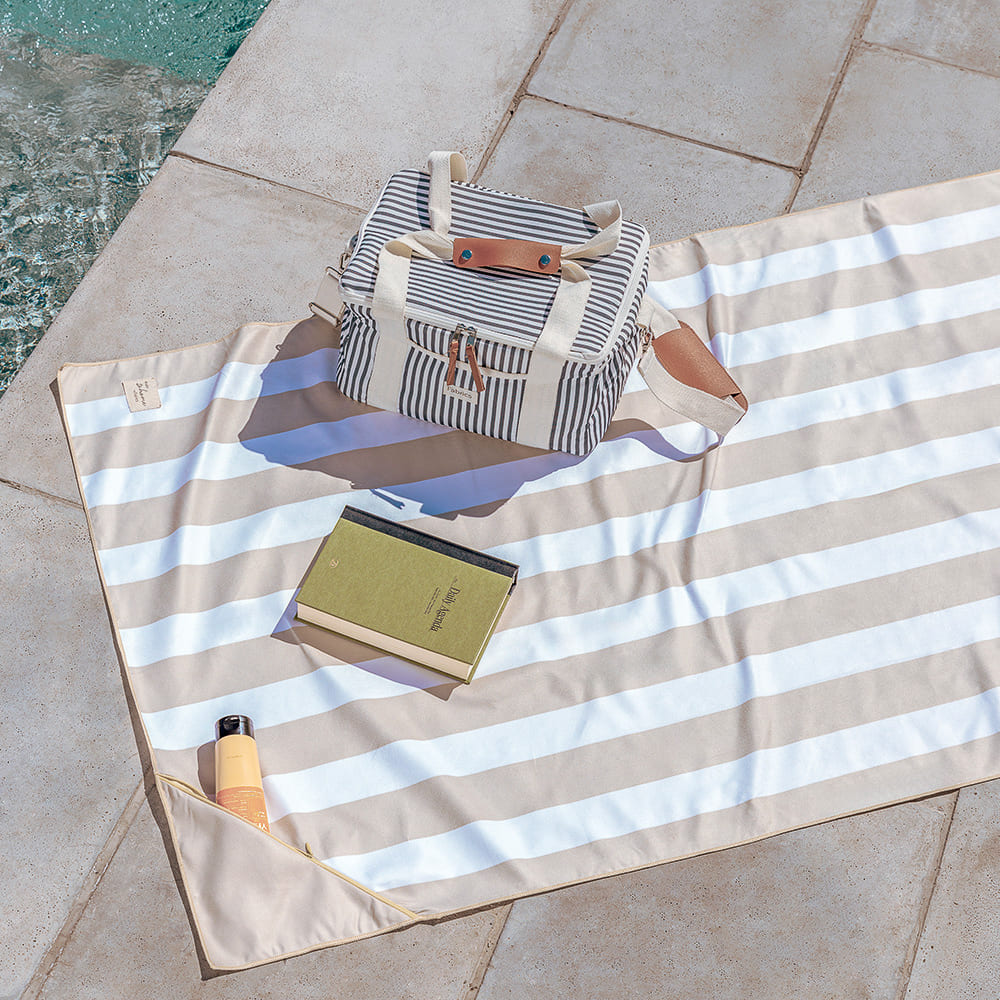 Toalla Playa Microfibra Rayas Beige