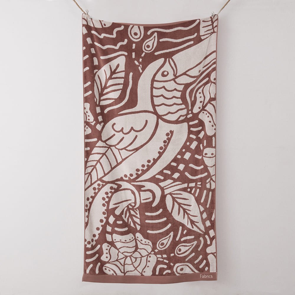 Toalla Playa Jacquard Tucans Terracota