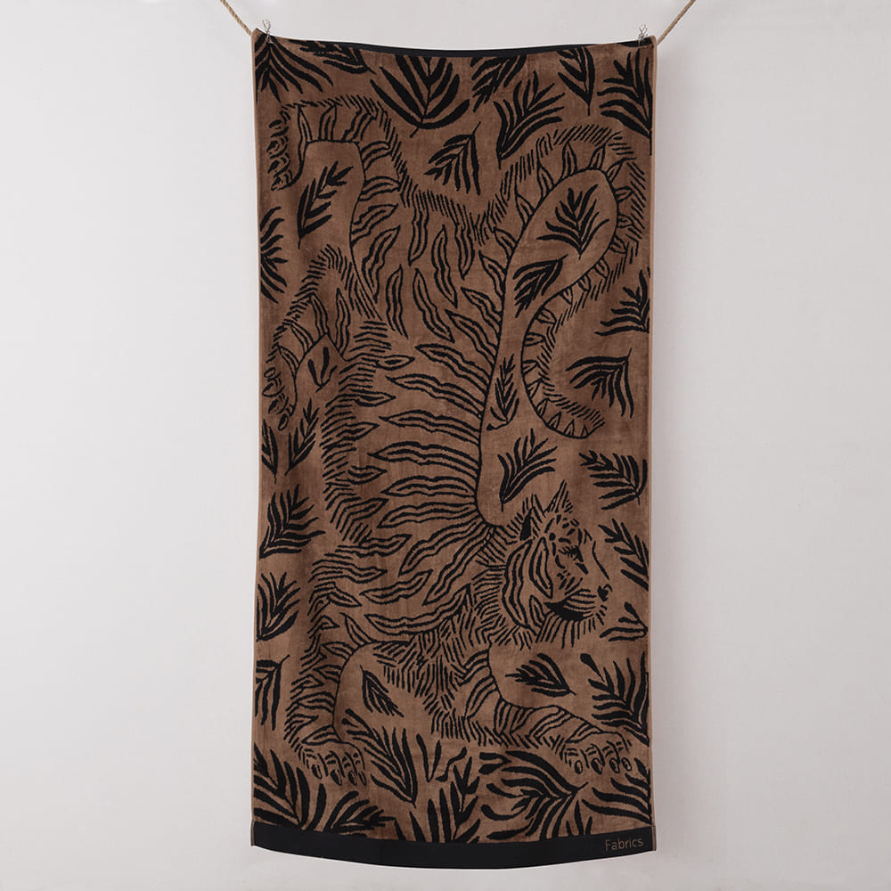 Toalla Playa Jacquard Leo Caramelo