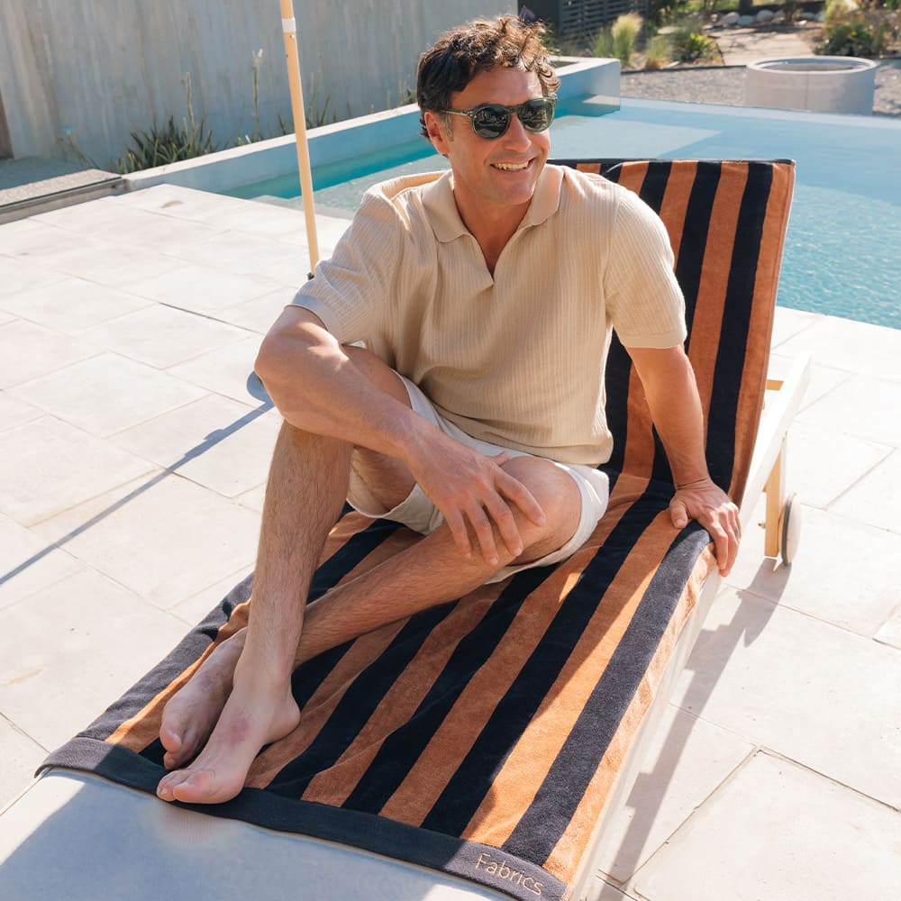 Toalla Playa Jacquard Raya Caramelo