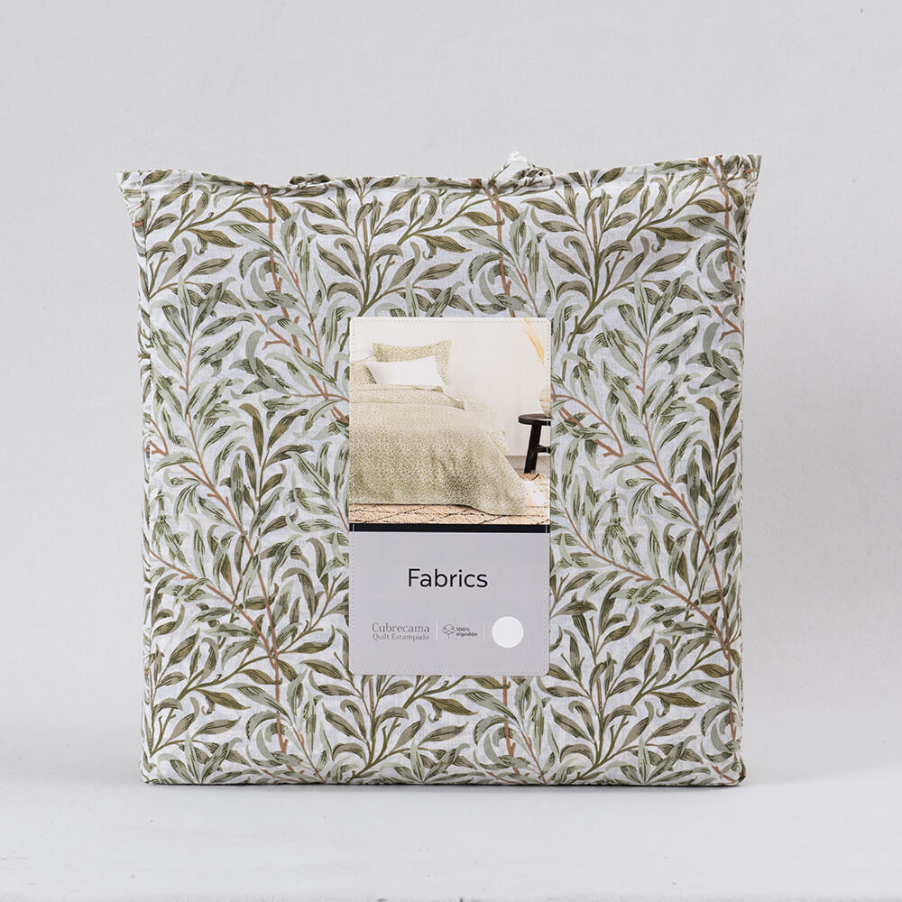 Cubrecama Quilt Estampado Sara King Verde