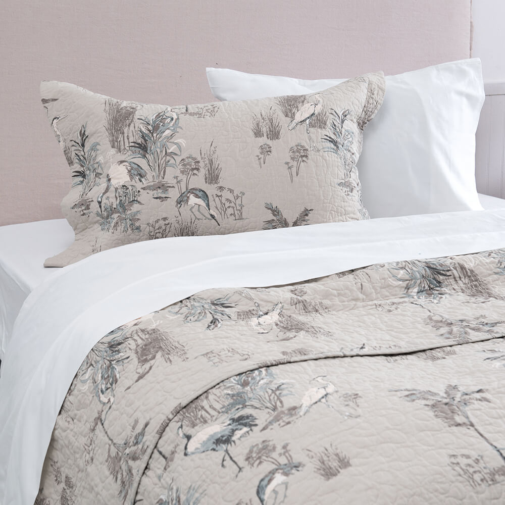 Cubrecama Quilt Estampado 1.5 Plazas Garza Taupe