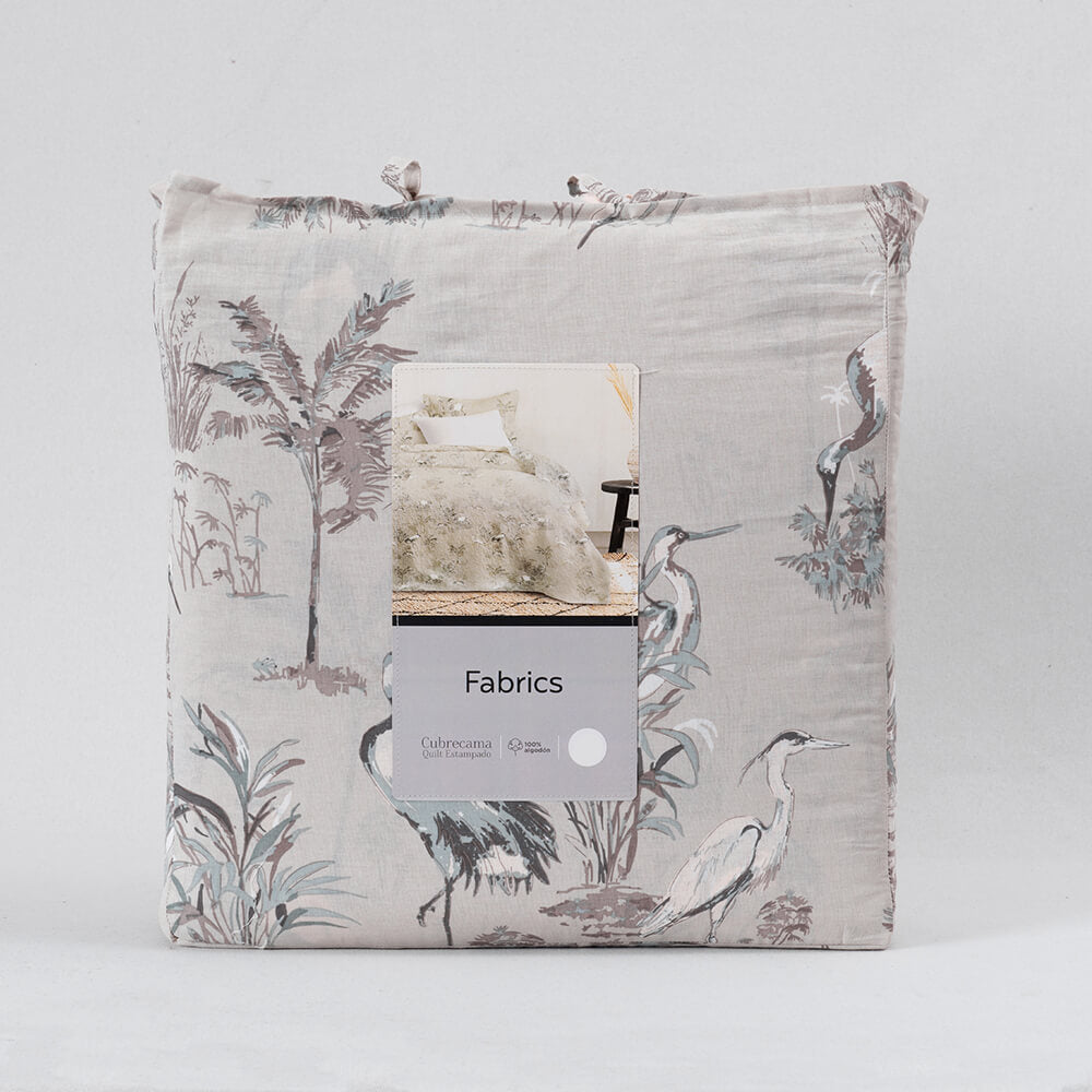 Cubrecama Quilt Estampado 1.5 Plazas Garza Taupe