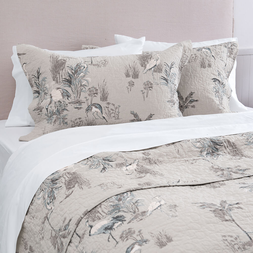 Cubrecama Quilt Estampado 2 Plazas Garza Taupe