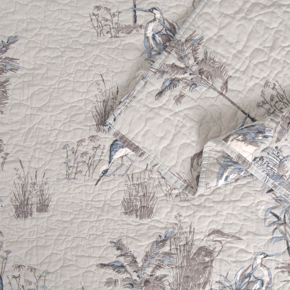 Cubrecama Quilt Estampado 2 Plazas Garza Taupe