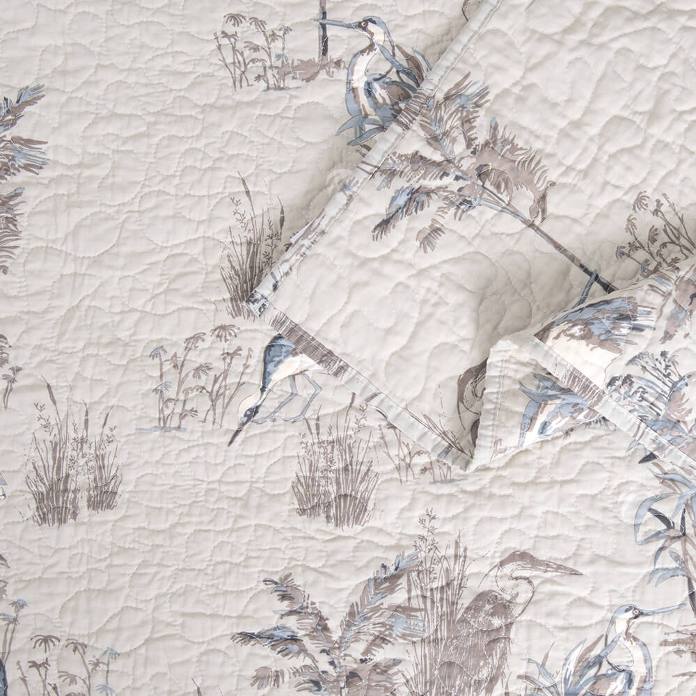 Cubrecama Quilt Estampado King Garza Taupe