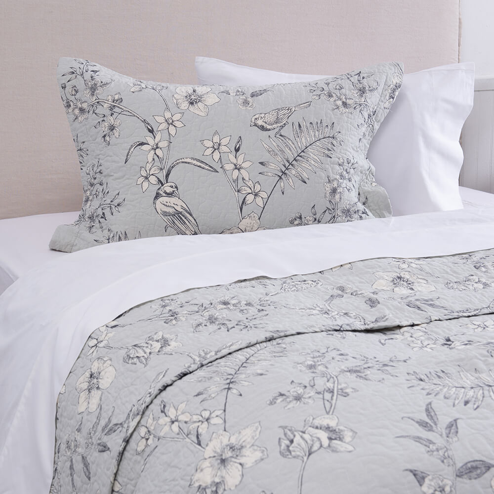 Cubrecama Quilt Estampado 1.5 Plazas Toile Gris