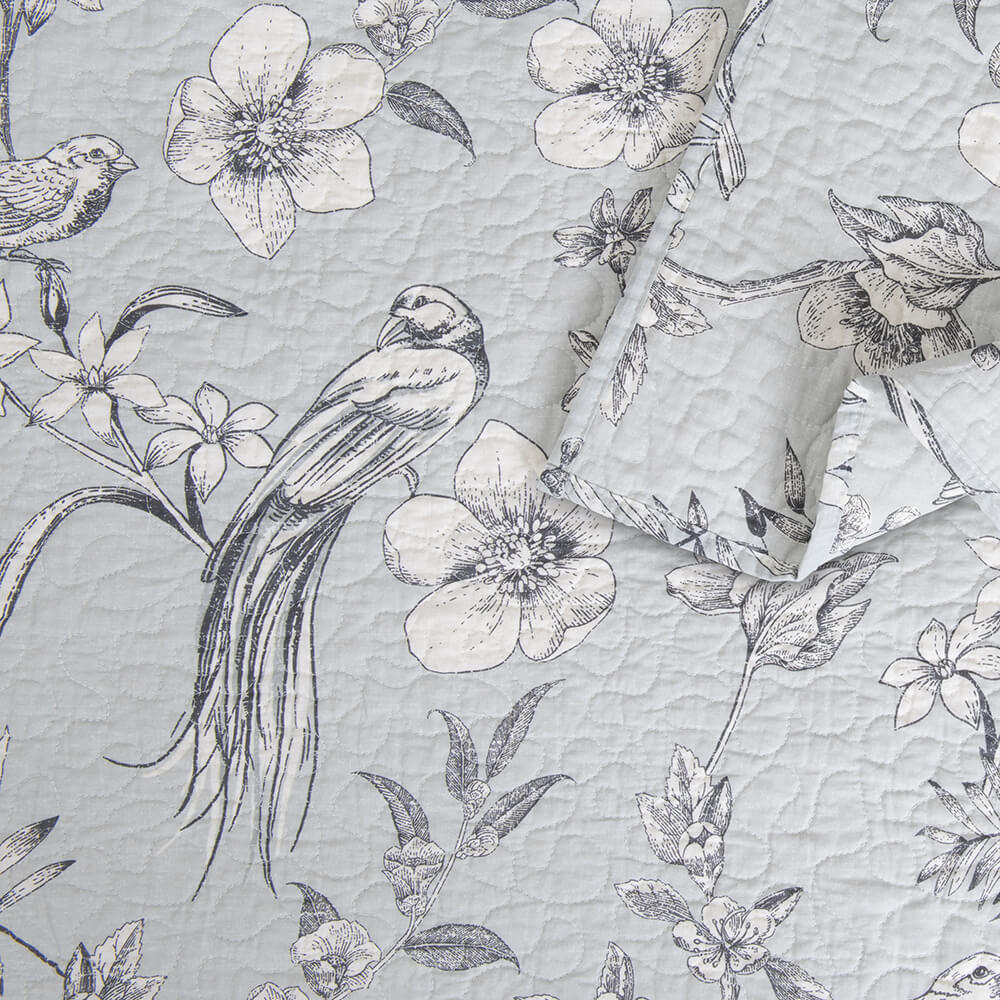 Cubrecama Quilt Estampado 1.5 Plazas Toile Gris