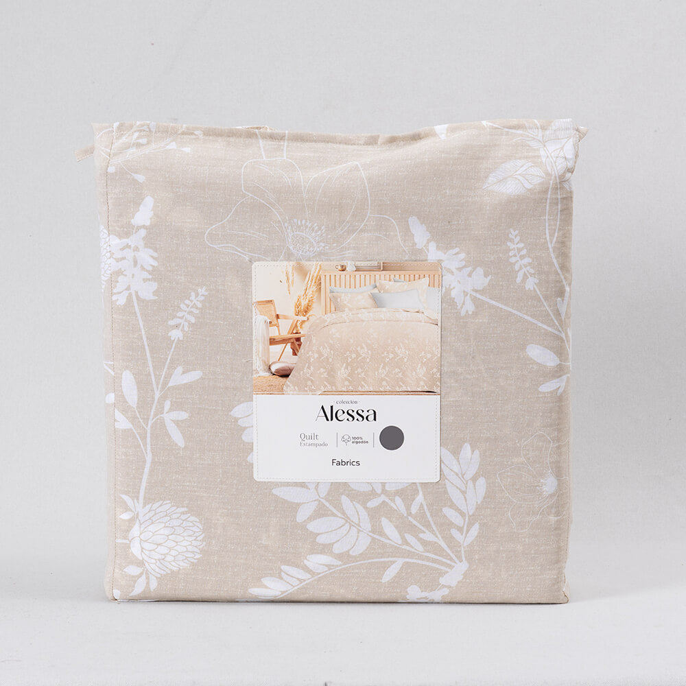 Cubrecama Quilt Estampado 2 Plazas Ana Beige