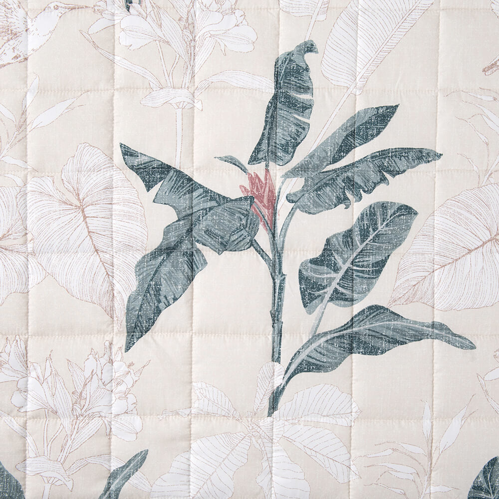 Cubrecama Quilt Estampado Tahí 1.5 Plazas Beige