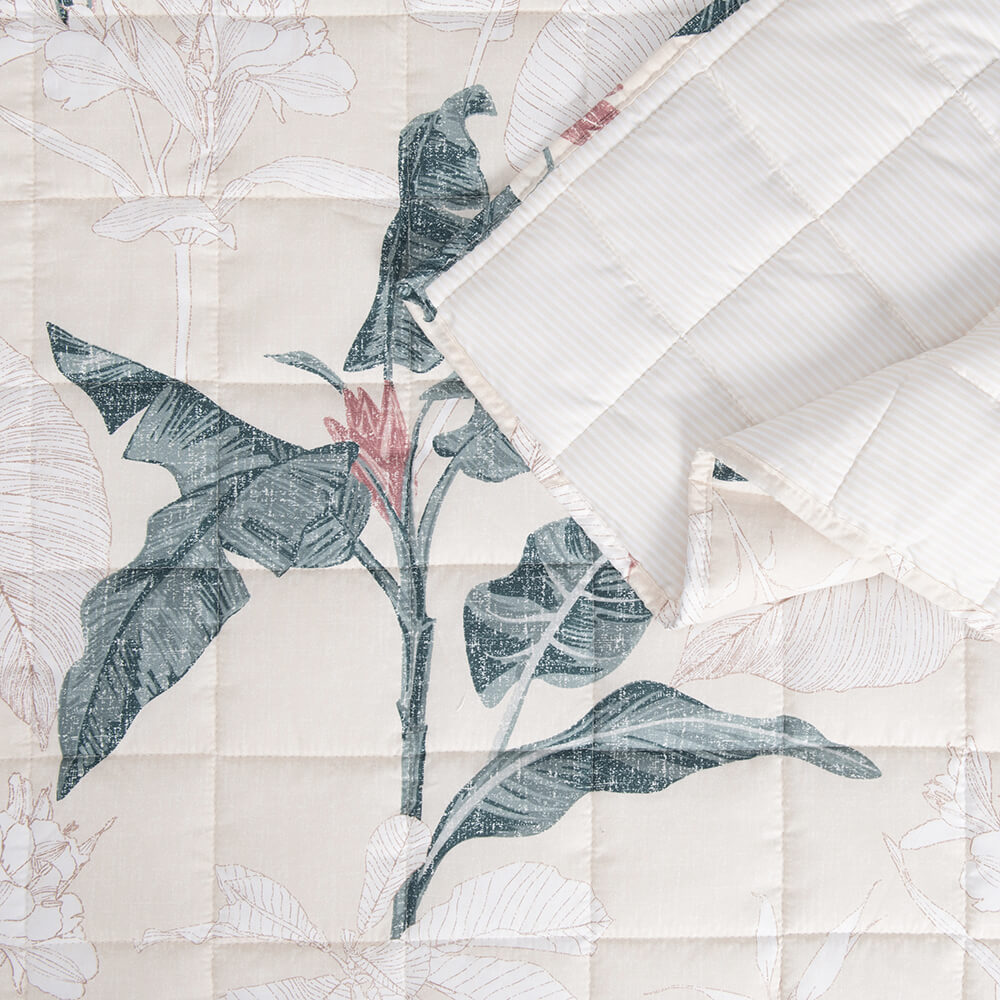 Cubrecama Quilt Estampado Tahí King Beige