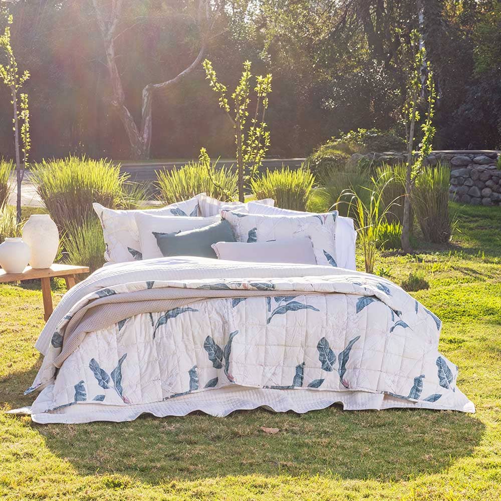 Cubrecama Quilt Estampado Tahí King Beige