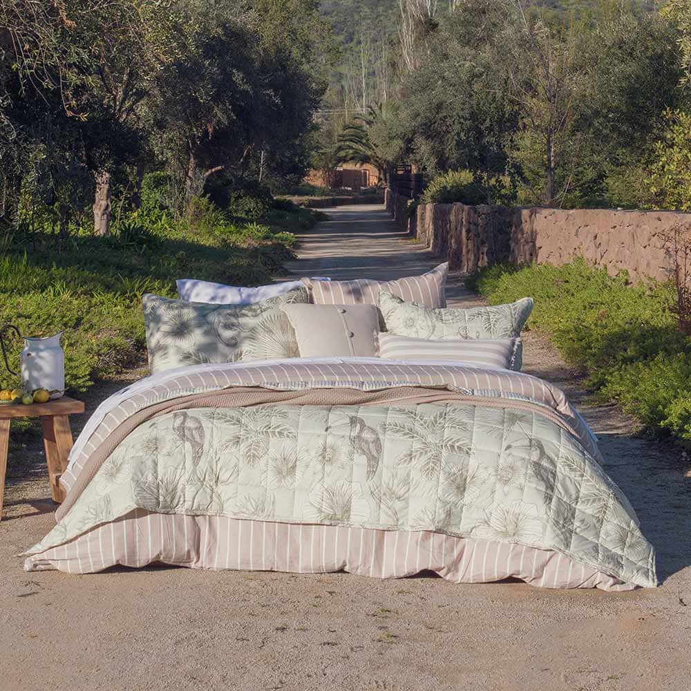 Cubrecama Quilt Estampado Aroha 1.5 Plazas Verde