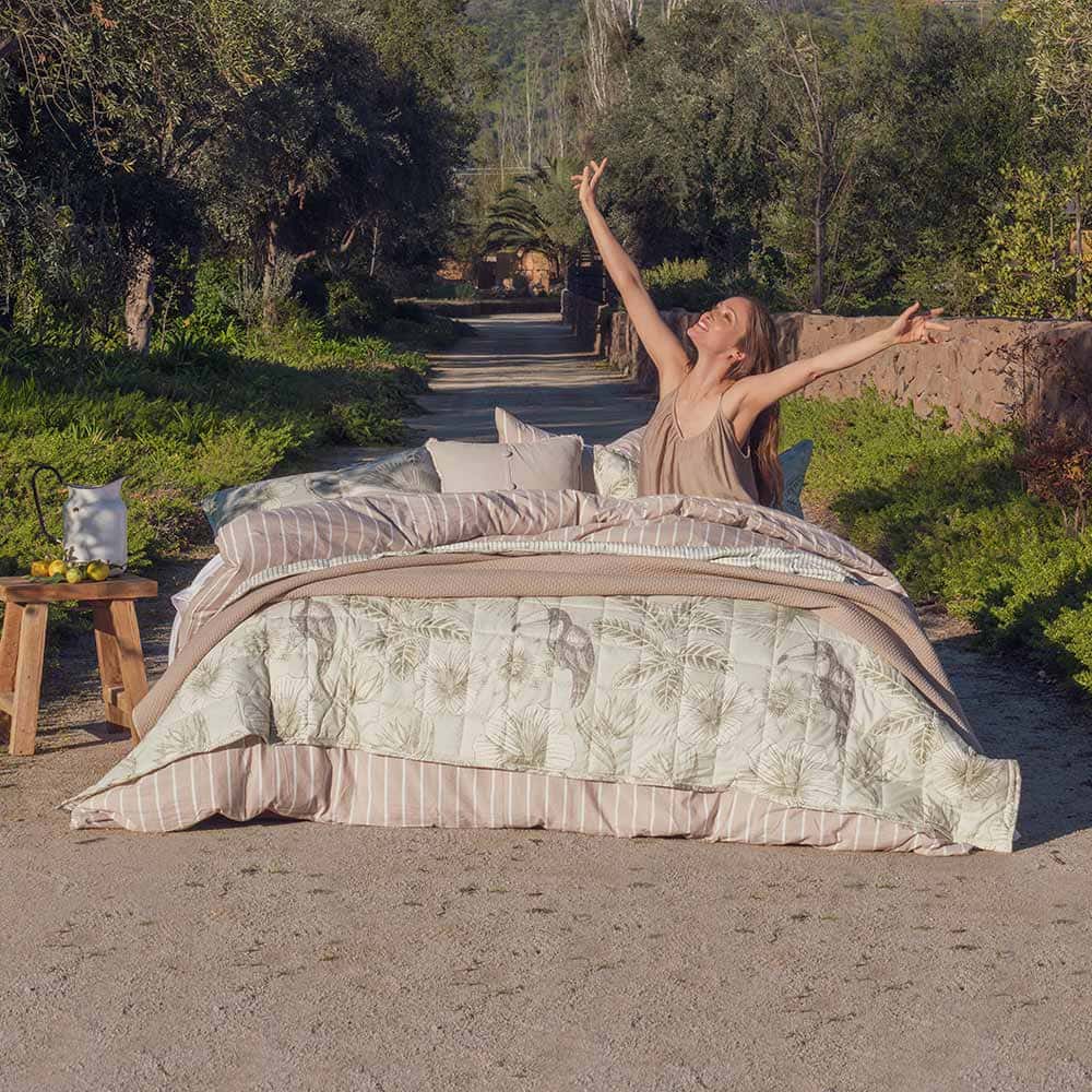 Cubrecama Quilt Estampado Aroha 1.5 Plazas Verde