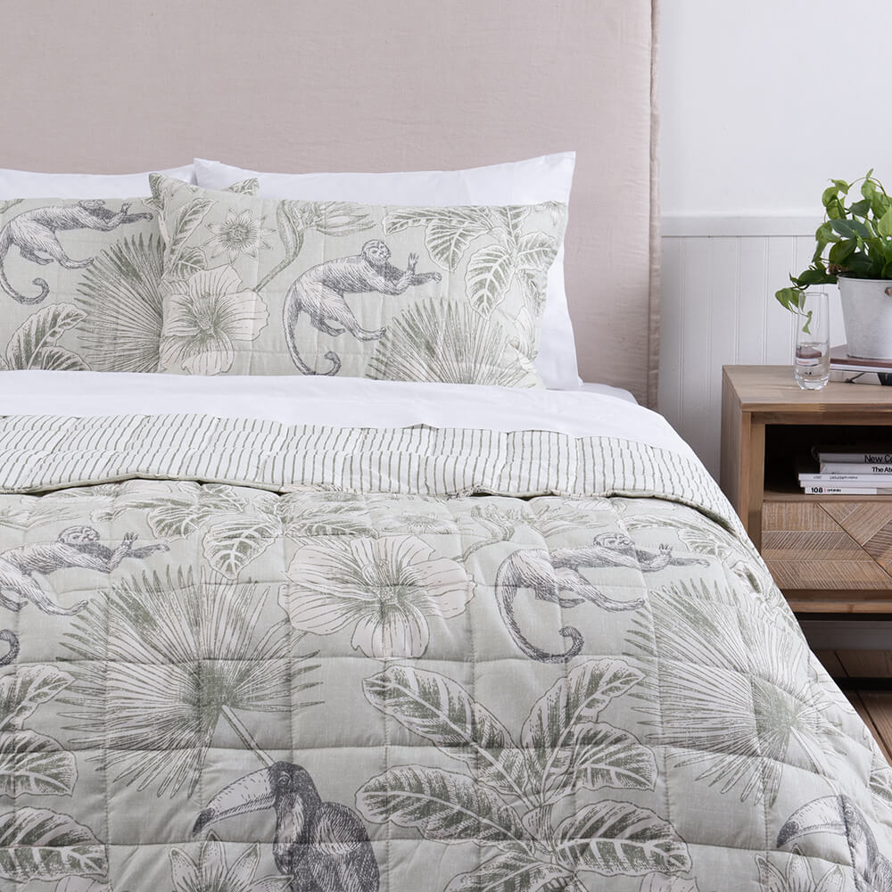 Cubrecama Quilt Estampado Aroha 2 Plazas Verde