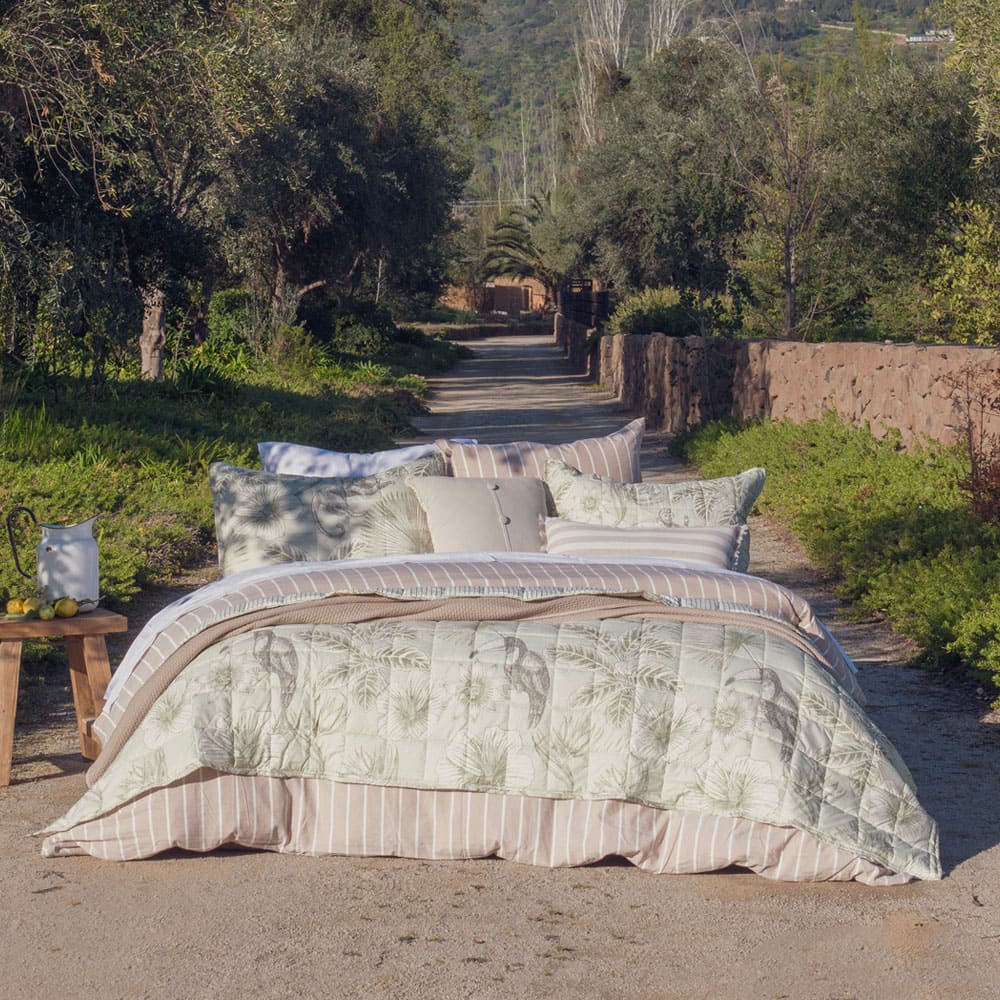 Cubrecama Quilt Estampado Aroha King Verde