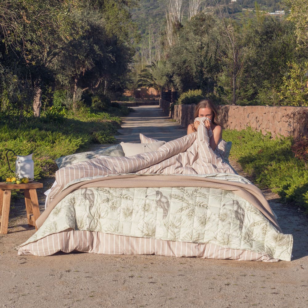 Cubrecama Quilt Estampado Aroha King Verde