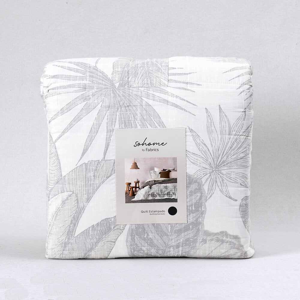 Cubrecama Quilt Estampado Maia 2 Plazas Gris