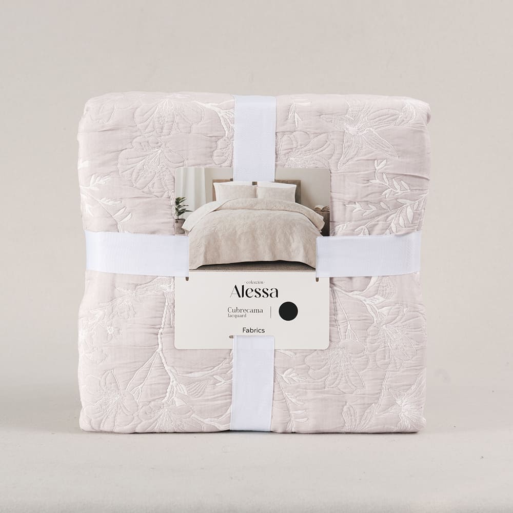 Cubrecama Quilt Jacquard Fiore 2 Plazas Beige