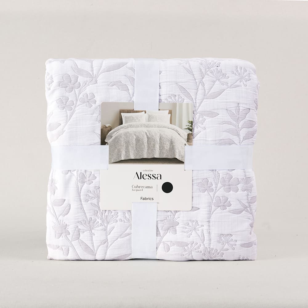 Cubrecama Quilt Jacquard Giardino King Perla