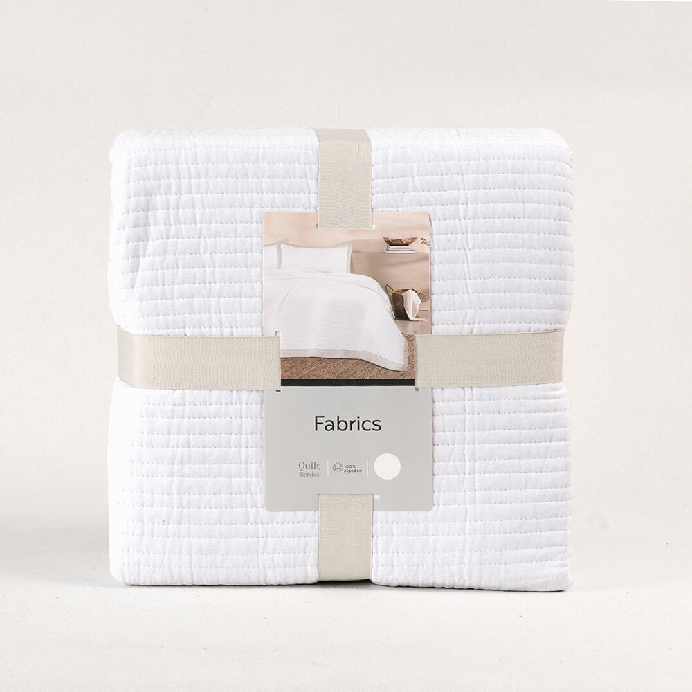Cubrecama Quilt Borde 1.5 Plazas Beige