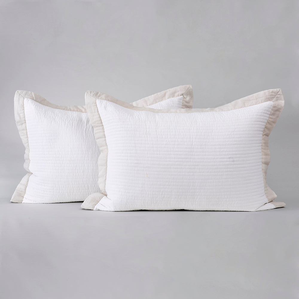 Set 2 Fundas Almohadas Borde 50x70cm Beige