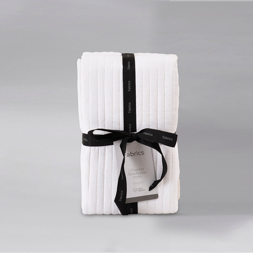 Set 2 Fundas Almohadas Borde 50x70cm Beige