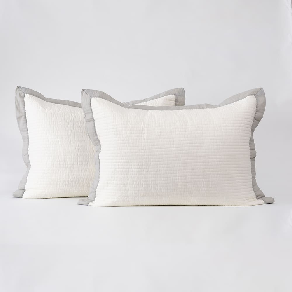 Set 2 Fundas Almohadas Borde 50x70cm Gris
