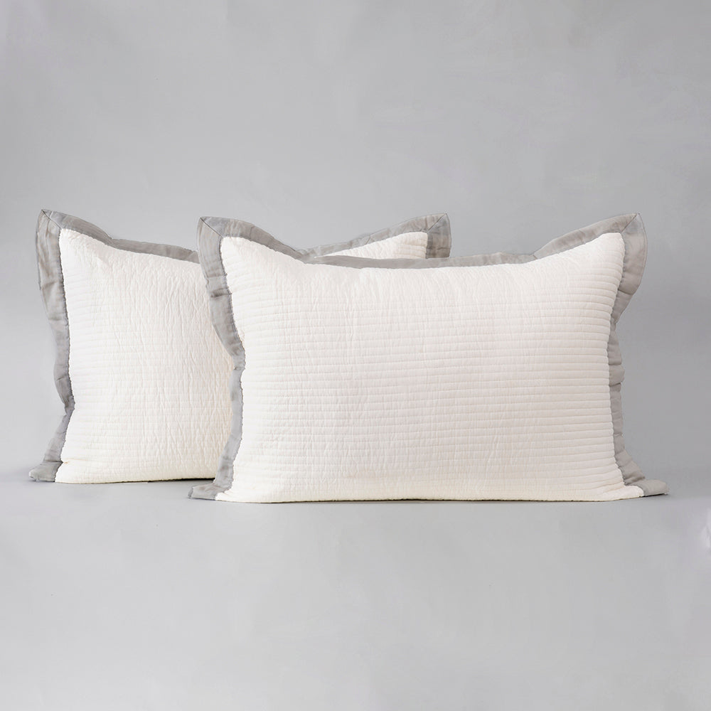 Set 2 Fundas Almohadas Borde 50x70cm Gris