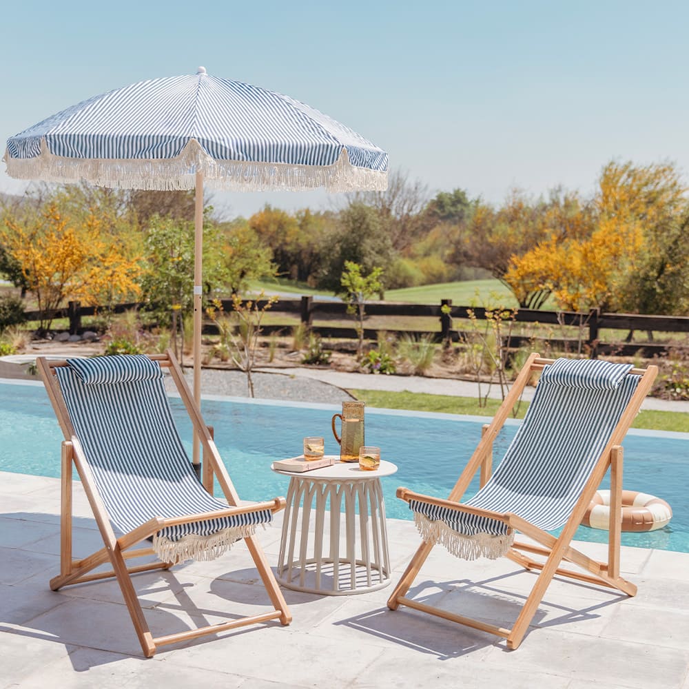 Silla Playa Plegable Menorca Azul Rayas