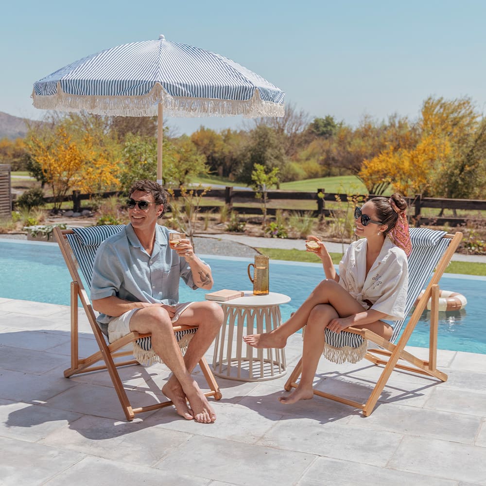 Silla Playa Plegable Menorca Azul Rayas