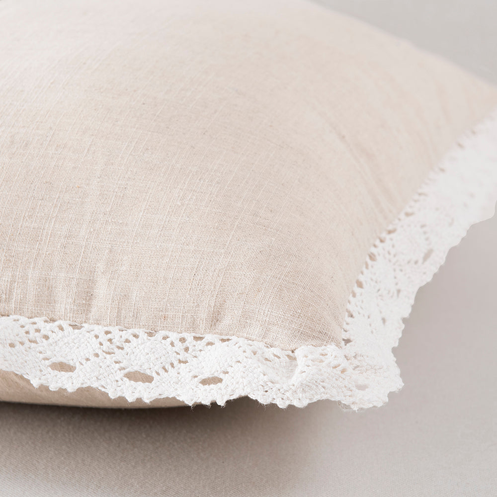 Cojín Crochet 45x45cm Crudo