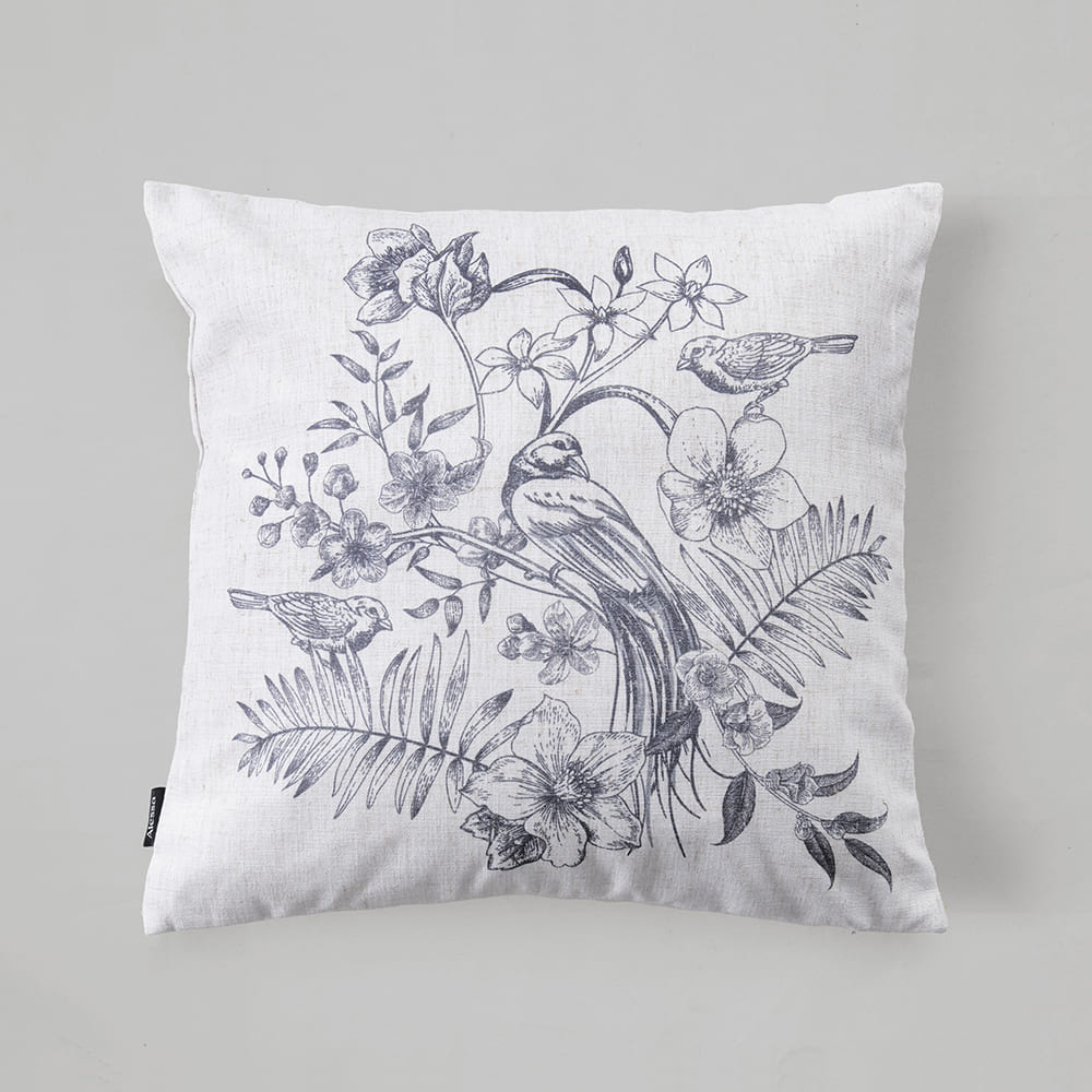 Cojín Estampado Jouy 45x45cm Gris