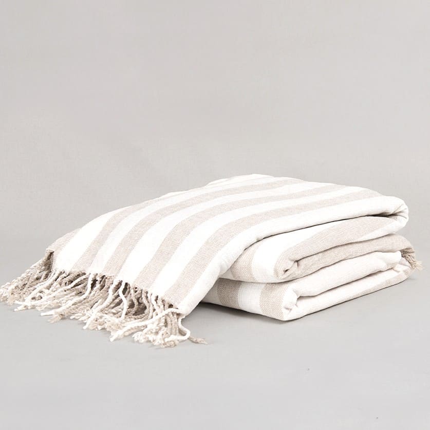 Manta Chenilla Líneas Beige