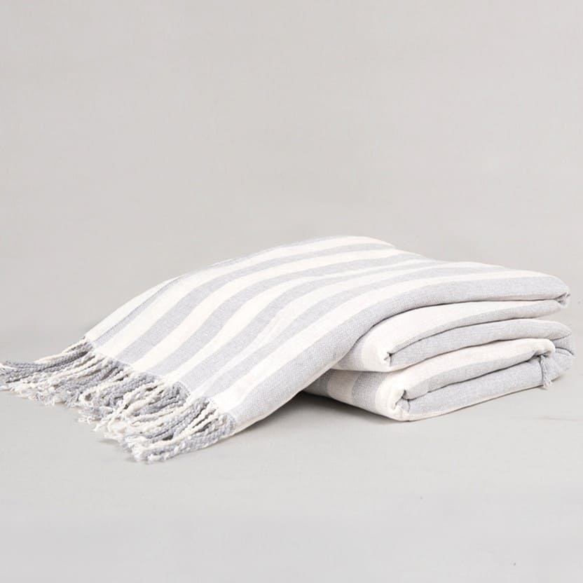 Manta Chenilla Líneas Perla