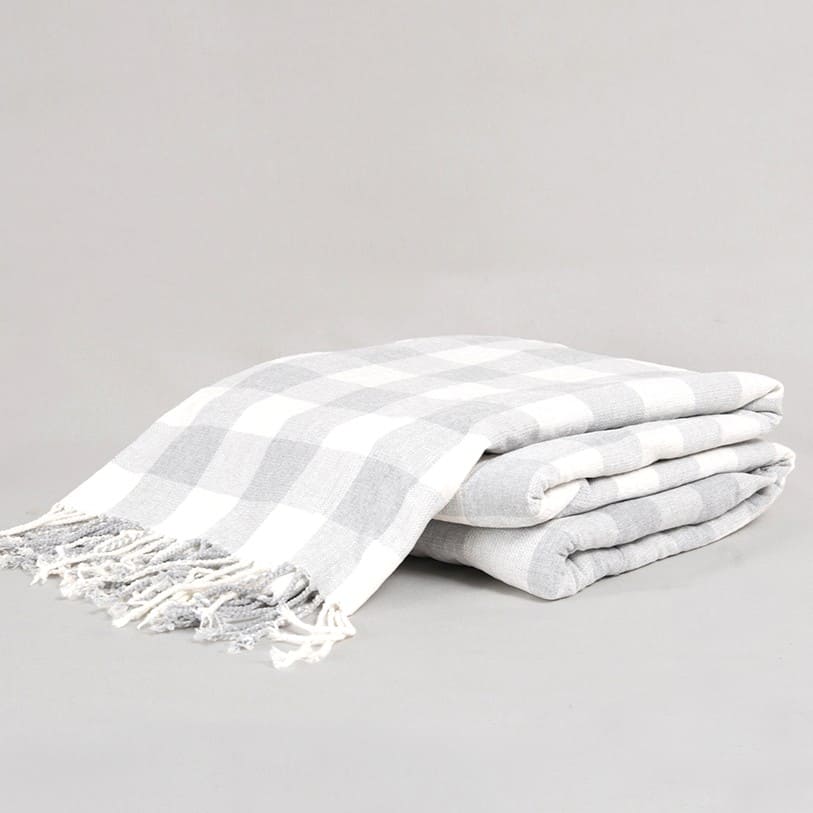 Manta Chenilla Vichy Gris