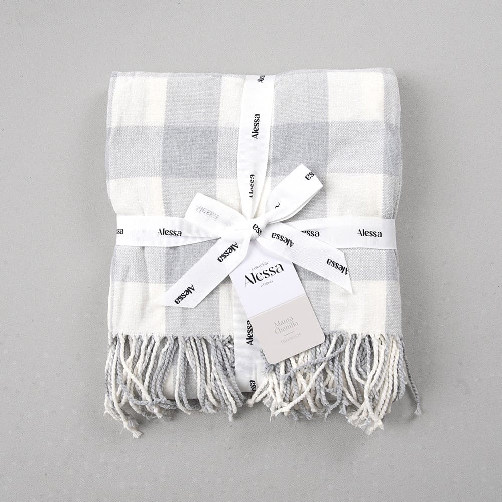 Manta Chenilla Vichy Gris