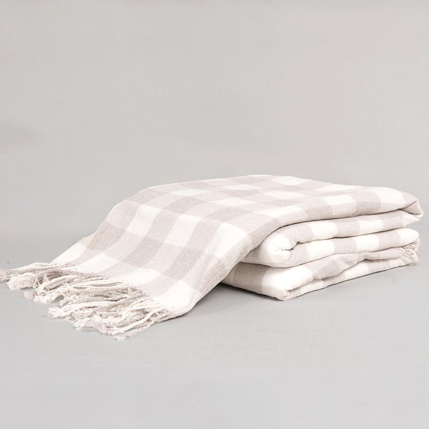 Manta Chenilla Vichy Beige