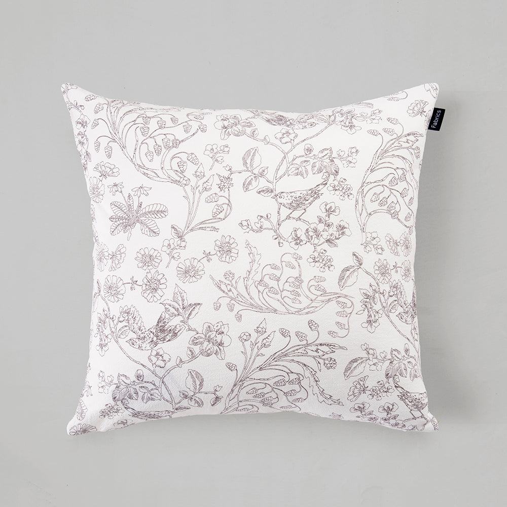 Cojín Estampado Aves 50x50cm Crudo