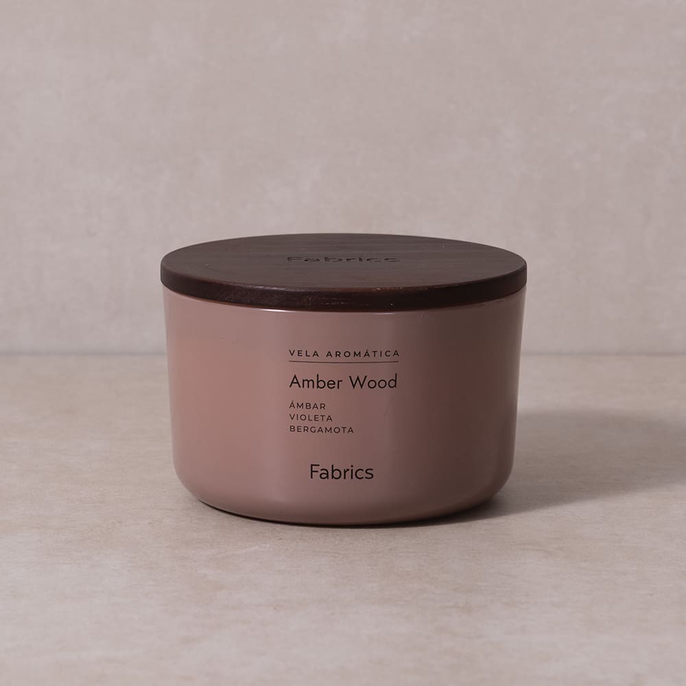 Vela Vidrio Amber Wood