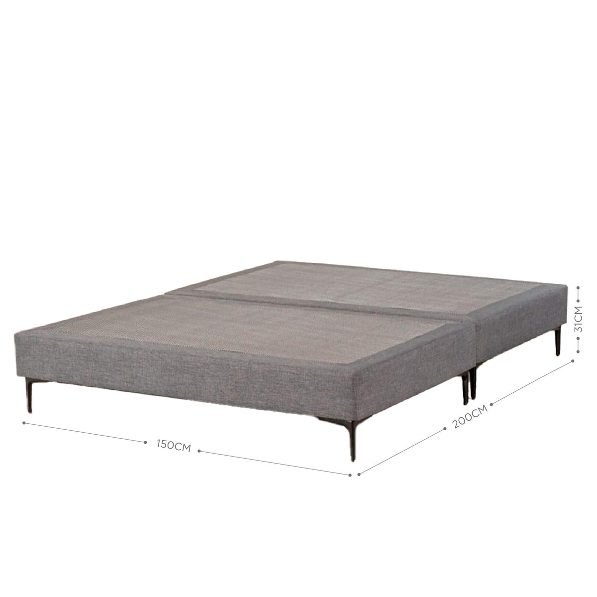 Base Europea 2 Plazas 150x200cm Gris