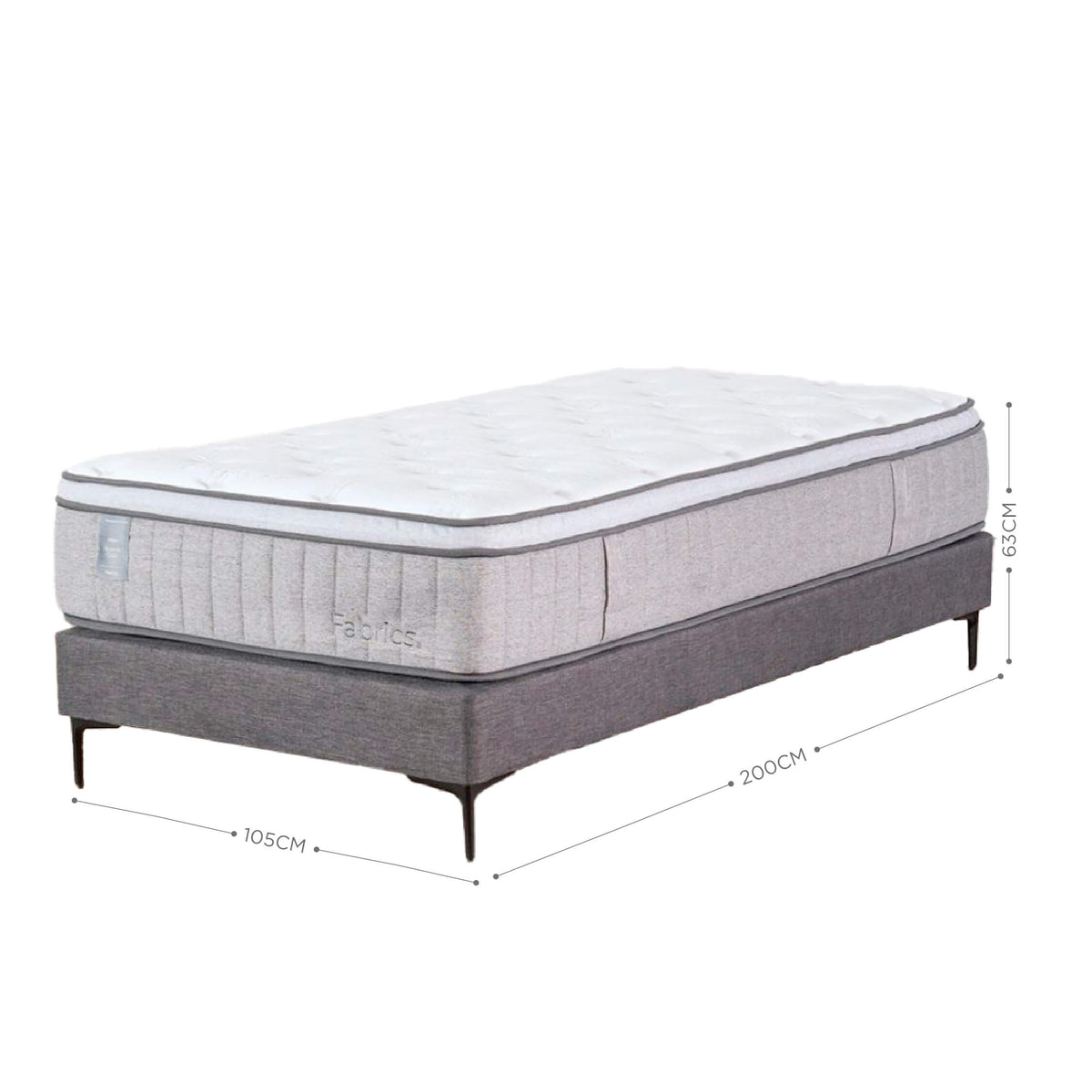 Cama Hybrid Cool 1.5 Plazas 105x200cm Gris