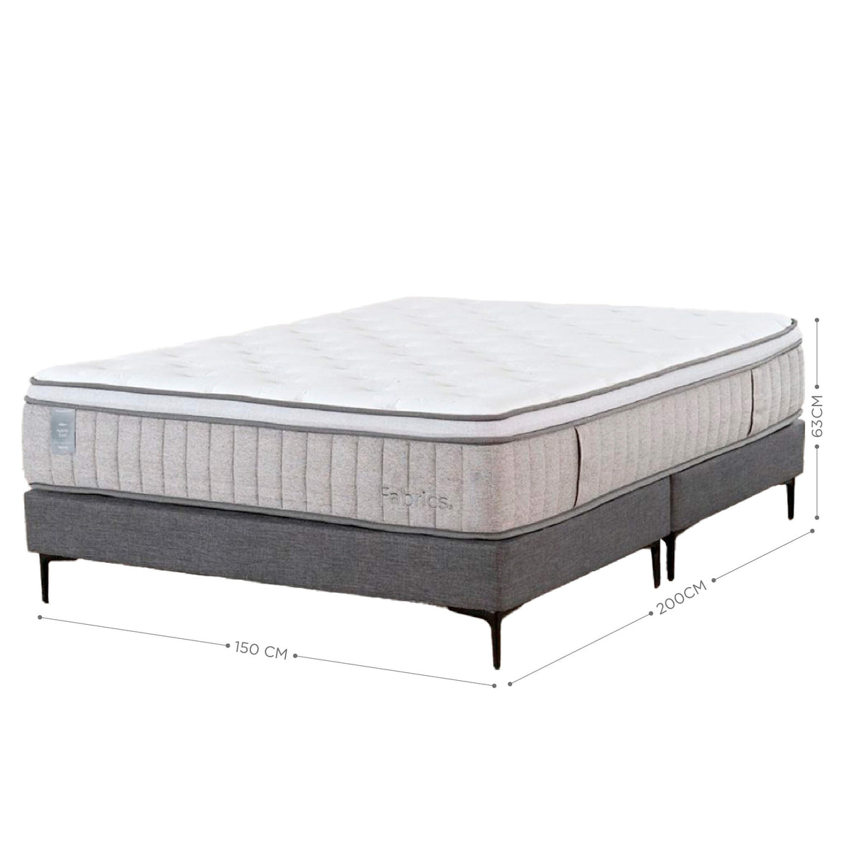 Cama Hybrid Cool 2 Plazas 150x200cm Gris