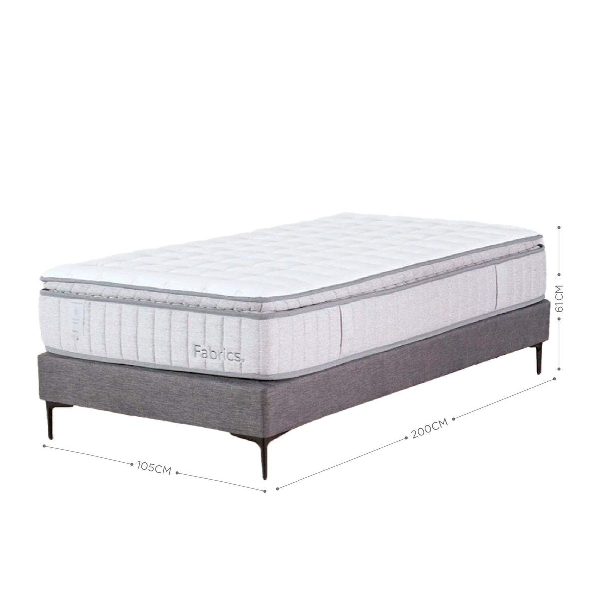 Cama Hybrid Warm 1.5 Plazas 105x200cm Gris