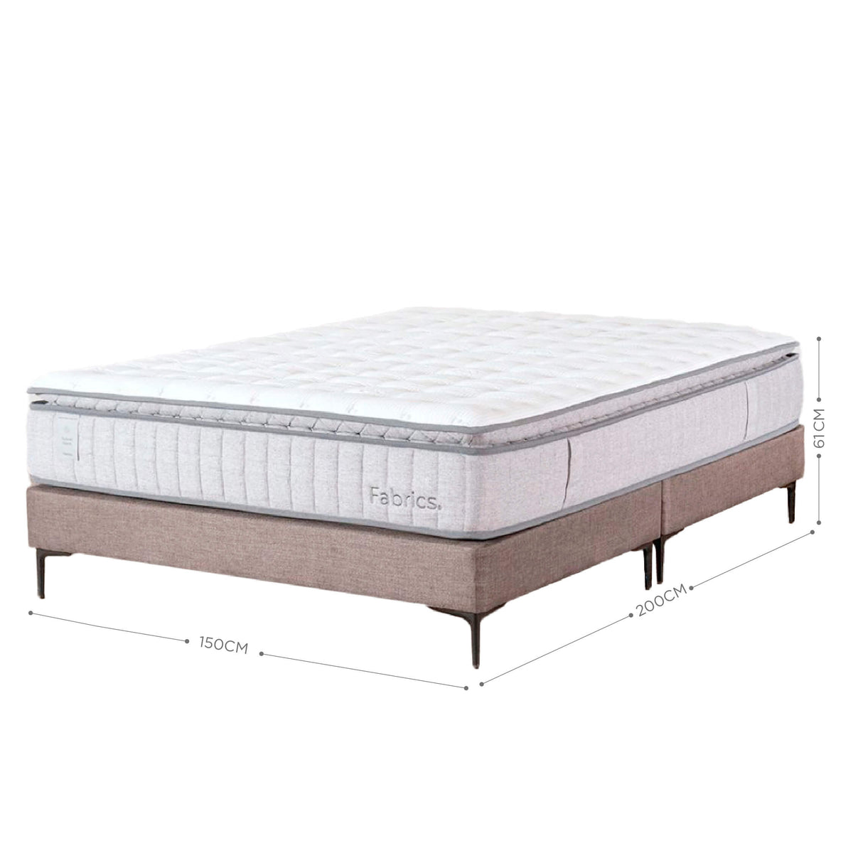 Cama Hybrid Warm 2 Plazas 150x200cm Taupe