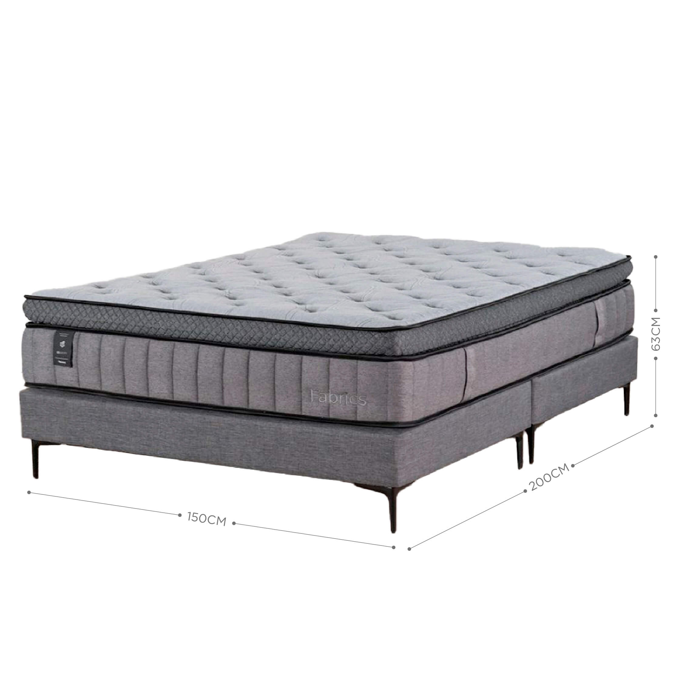 Cama Identity 2 Plazas 150x200cm Gris