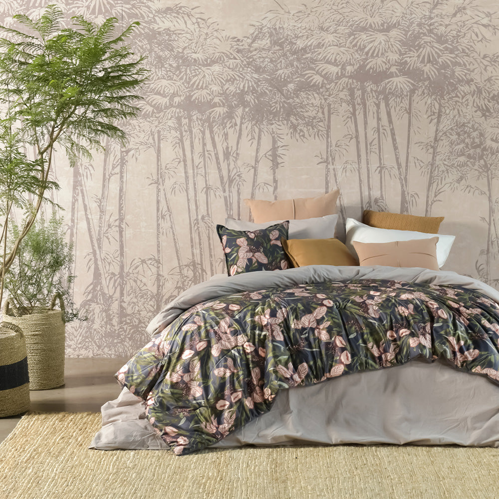 Piecera Velvet Estampada Forest 90x230cm Azul