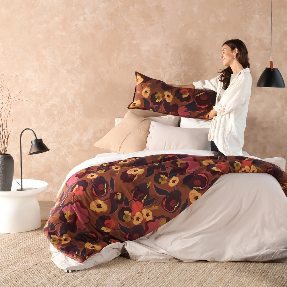 Piecera Velvet Estampada Retro 90x230cm Terracota