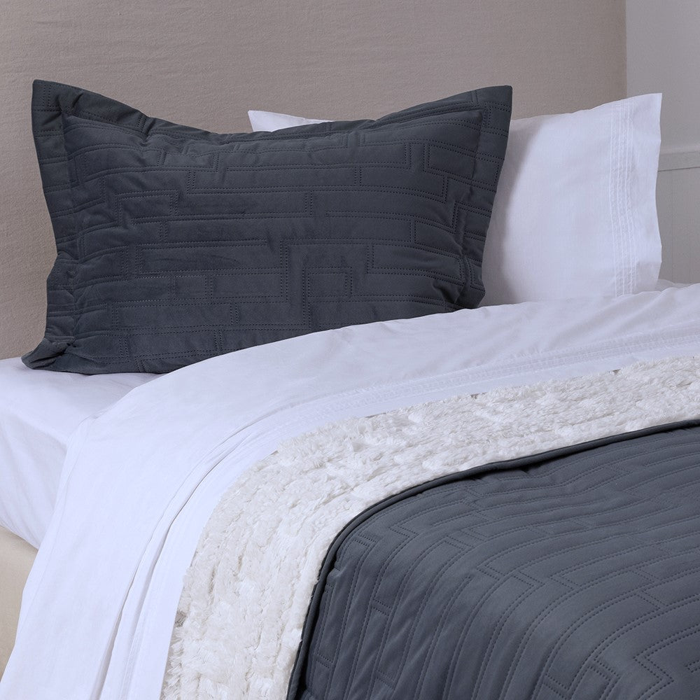 Cubrecama Quilt Velvet Sherpa Bricks 1.5 Plazas Marengo